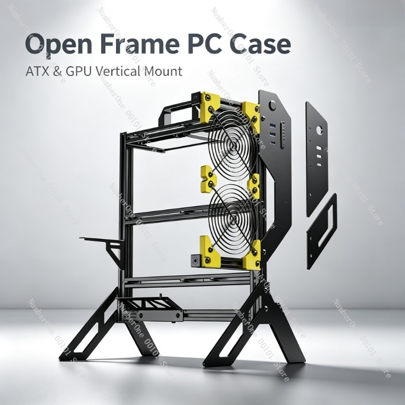 Aluminum Open Frame Test Bench Water Cooling - เคสคอมพิวเตอร์อะลูมิเนียมแบบเปิด สำหรับระบบระบายความร้อนด้วยน้ำ รองรับเมนบอร์ด ATX เหมาะสำหรับคอมพิวเตอร์ตั้งโต๊ะเกมมิ่ง ใช้ทดสอบโอเวอร์คล็อก