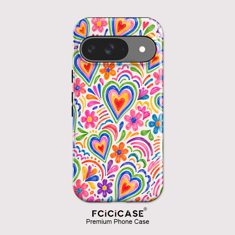 Matte Pc Case - เคสโทรศัพท์ Fcicicase ลายหัวใจดอกไม้ สำหรับ Google Pixel