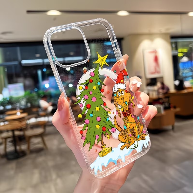 Mini Pc Case - เคสโทรศัพท์ใสลายปาร์ตี้คริสต์มาสธีมลูกสุนัข สำหรับ iPhone 17 16 15