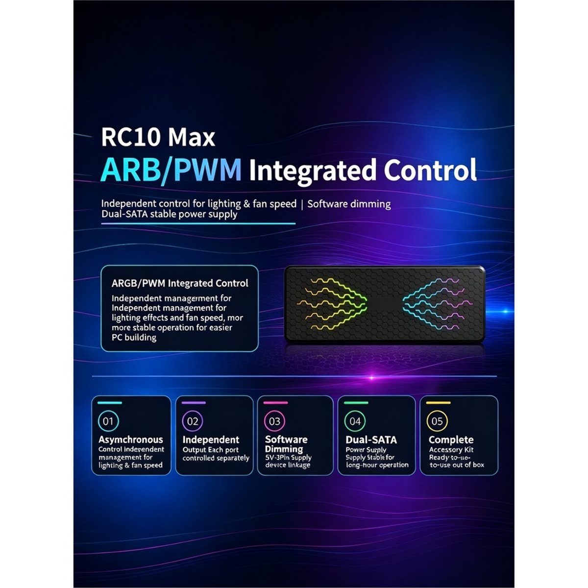 RC10max ARGB Hub ฮับควบคุมพัดล - Case Fan Controller บทวิจารณ์และราคา